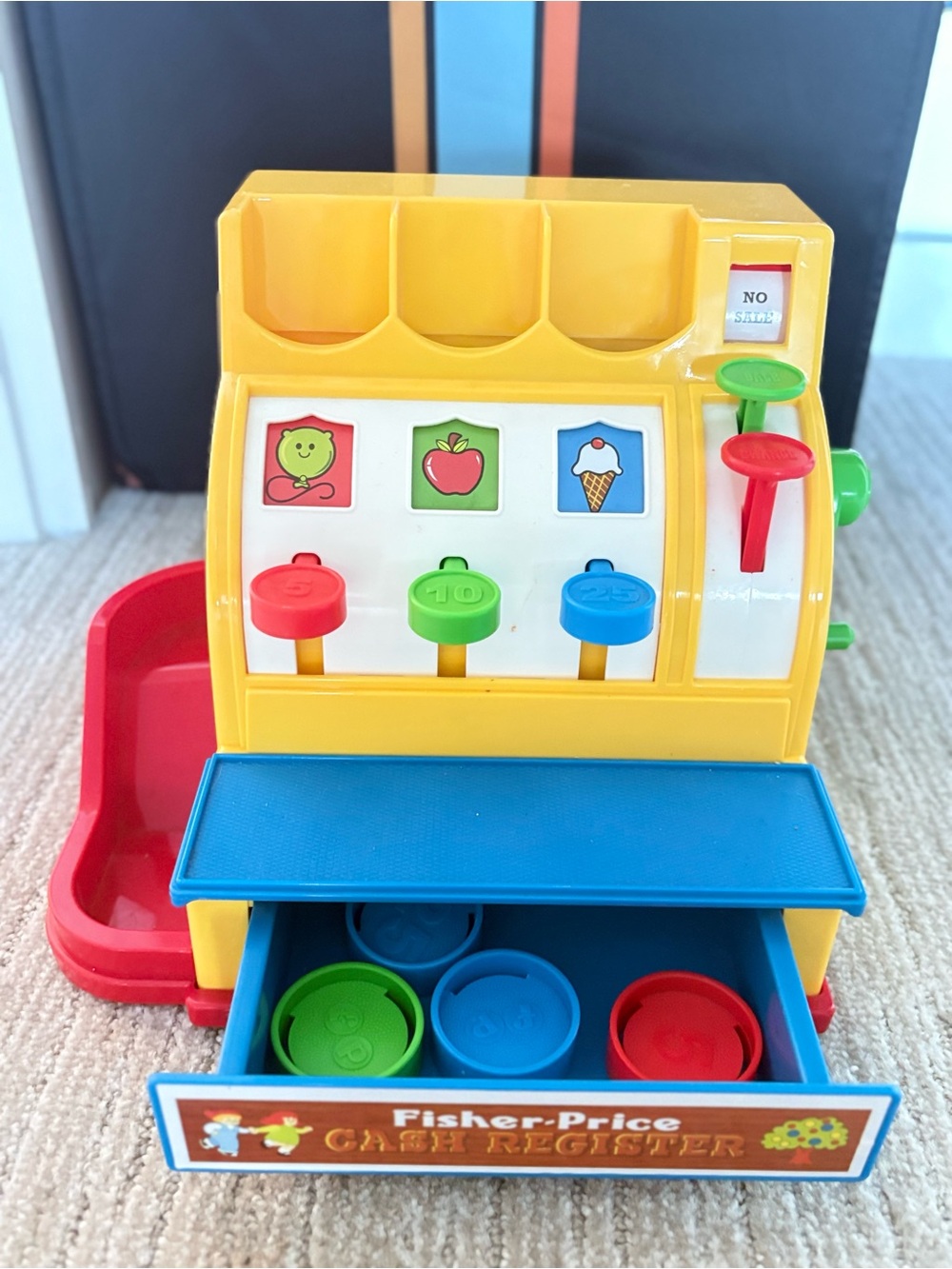 Fisher-Price Yellow Toy Cash Register with Red, Green & Blue Accents